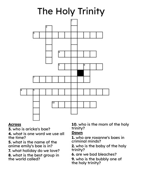 holy trinity crossword puzzle.